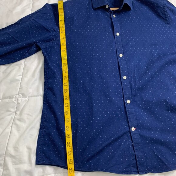 Tommy Hilfiger Men’s XL Blue Long Sleeve Shirt – Micro Red & White Pattern - Picture 8 of 12